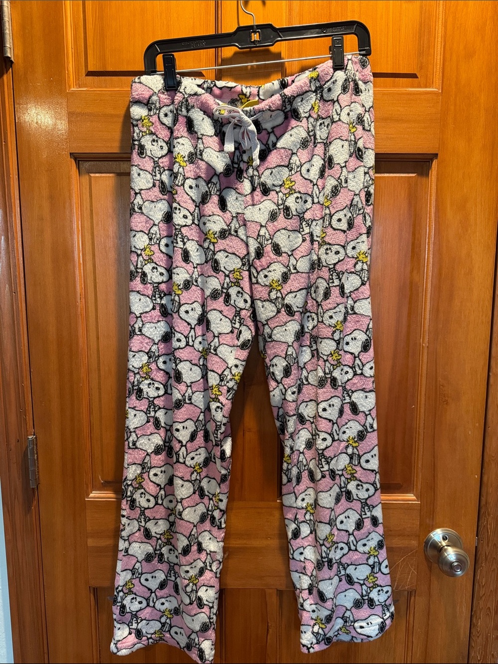 Peanuts Pink Snoopy & Woodstock Plush Fleece Pajama Pants Large